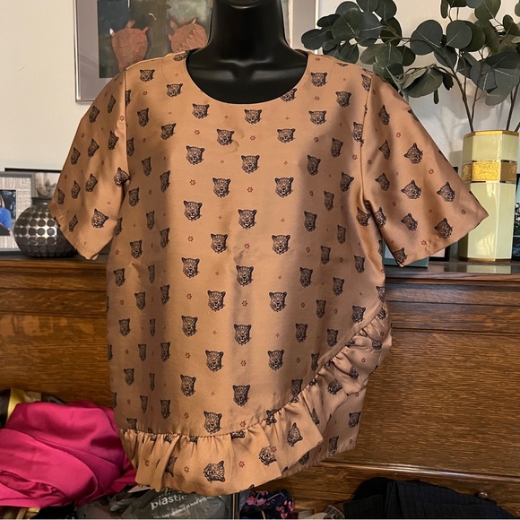 Scotch & Soda Brown Patterned Shirt with Ruffle Detail - Picture 8 of 13